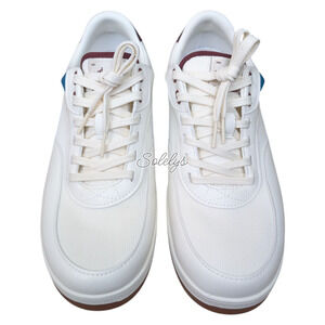 Vessi Courtside Classic Men 10 Waterproof Off White Mahogany Red Lace Up Sneaker